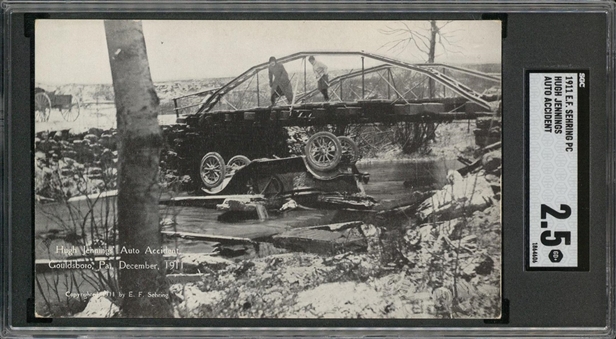 1911 E.F. Sehring "Hugh Jennings Auto Accident" Postcard – SGC GD+ 2.5